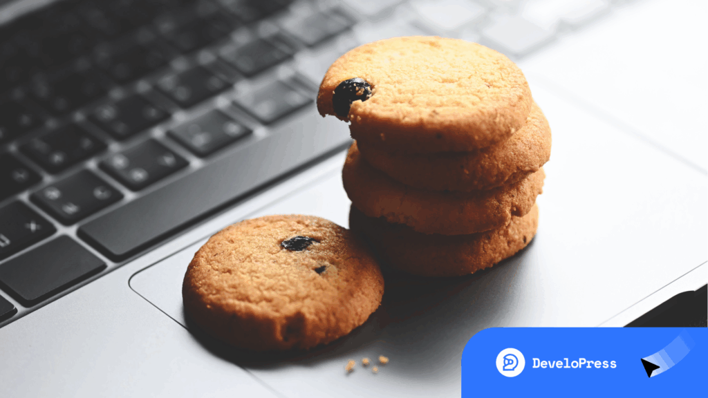 a stack of cookies on a laptop