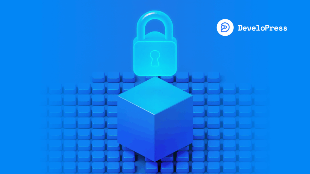 a blue cube with a lock on it